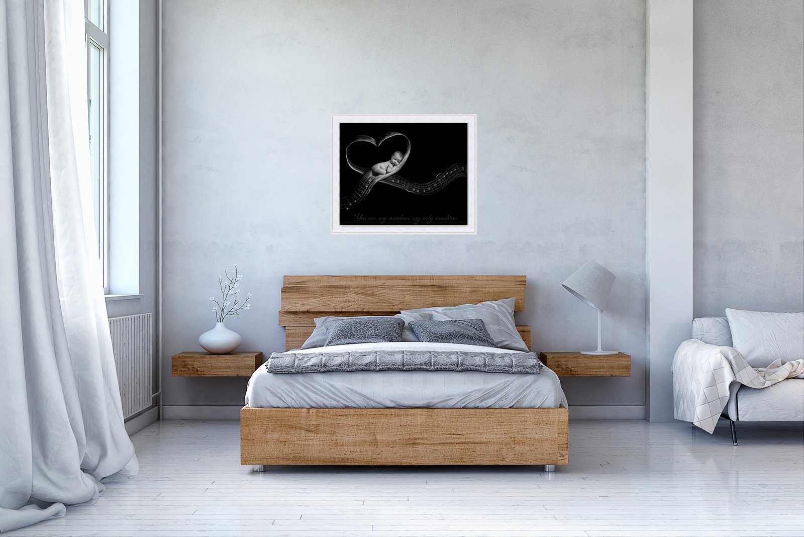 Wall Art single frame over double bed by Bridgwater Photographer