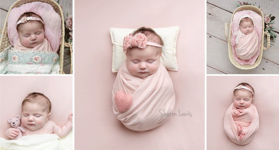 Newborn mini session baby girl in pink for Taunton photographer